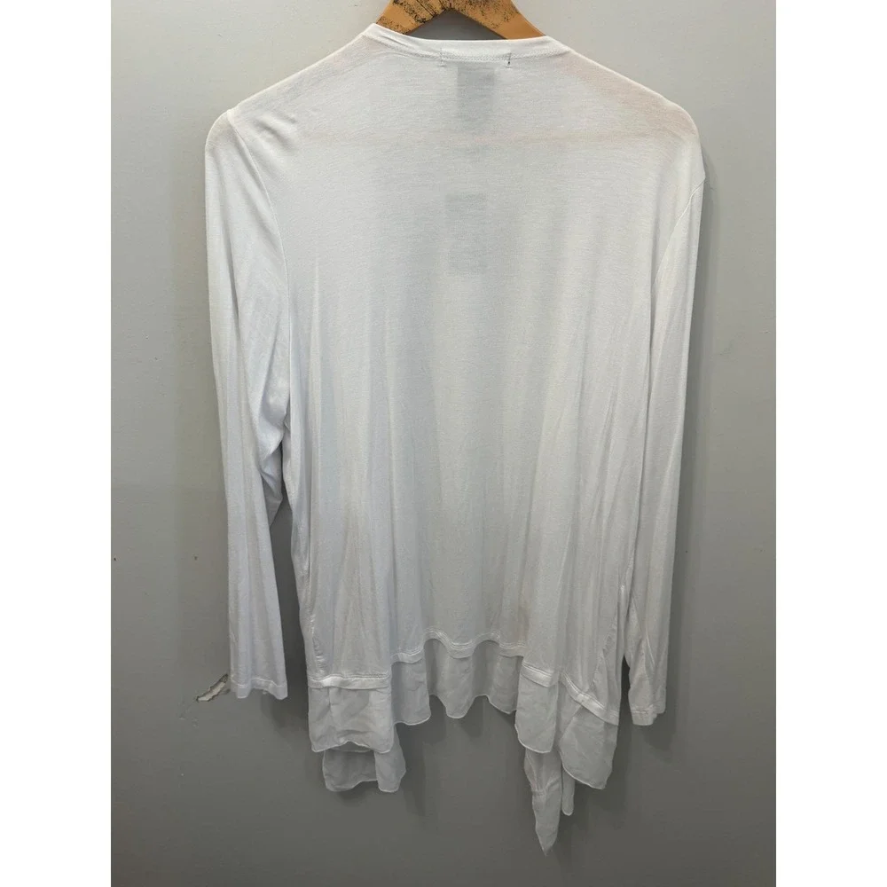 NWT Design History White Draped Cardigan Open Front Mesh Trim Women Missy XXL